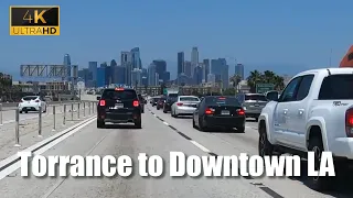 Torrance to Downtown Los Angeles - 110 Freeway - 4K Driving Tour