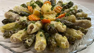 Karom va Tokdan mazzali dolma tayyorlash /Голубцы в виноградных листьях и капусты