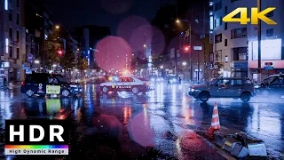 【4K HDR】Tokyo Backstreets during Midnight Rain Storm #ASMR