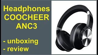 COOCHEER ANC3, Noise Canceling Headphones, BT 5.0 - unboxing and review !