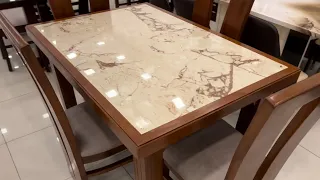 Marble Top Dinning Table | Compact Design Dinning Table Set | four chair dining table
