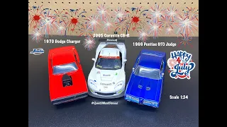 Happy 4th Of July BigTime Muscle Diecast Unboxing Jada Dodge Charger Corvette C6-R Pontiac GTO JUDGE