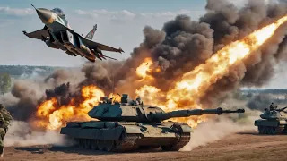 JUST HAPPENED !!!Russian SU 57 destroys dozens of German leopard tanks while conpoi