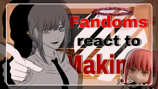 •|| ⛓️ ||| Fandoms react to Makima {• 3/8 || ‼️ MANGÁ SPOLEIRS ‼️ || 🇧🇷 // 🇺🇲  •} •|| ⛓️ ||•