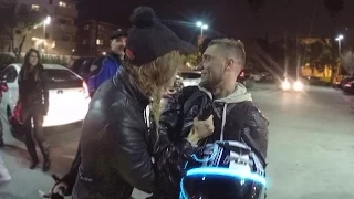 Crazy Chick Tries To Pick Up Guy On Motorcycle