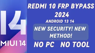 Redmi 10 Frp Bypass 2024| MIUI 14 Frp Bypass| Reset Google Account Without PC