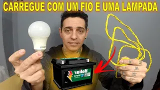 COMO CARREGAR BATERIA DO CARRO COM UMA LAMPADA E UM FIO