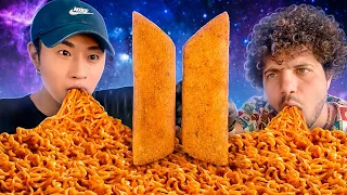 BAD DECISIONS NUCLEAR FIRE NOODLES & BTS MOZZARELLA CHEESE STICKS with BENNY BLANCO | ASMR MUKBANG