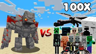 Redstone Golem vs All Mobs in Minecraft 100x - All Minecraft Mobs vs Redstone Golem - Epic Battle