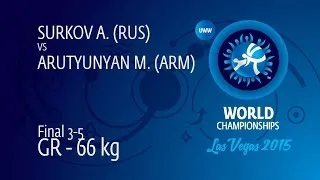 BRONZE GR - 66 kg: A. SURKOV (RUS) df. M. ARUTYUNYAN (ARM), 6-2