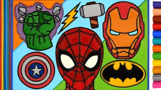 Spider-man Jelly Coloring & Painting for Children | Marvel Avengers Symbols, IRON MAN, Batman