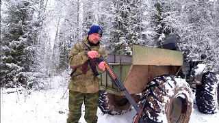 ОХОТА ПО ПЕРВОМУ СНЕГУ / ПТИЦА В ШОКЕ! ДОБЫЛ ОДНОГО С ГОРЕМ ПОПОЛАМ. КАРАКАТ ОХОТНИК В ПОДМОГУ.