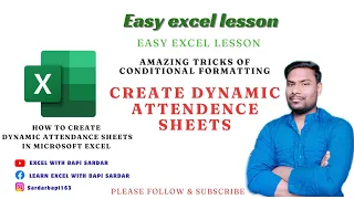 Create Dynamic Attendance Sheets on Microsoft Excel 🔥 || #bapisardar #excelwithbapisardar #msexcel