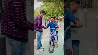 Today Kids Saw Bmx Bicycle in his real life🔥|| Akram Bmx Rider || #shorts #bmx cycle stunt