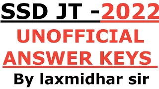 SSD JT EXAM 2022 I UNOFFICIAL ANSWER KEYS I ODISHA JUNIOR TEACHER EXAM 2022 I UNOFFICIAL ANSWER KEYS