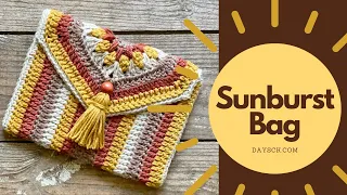 Crochet Boho Crossbody Bag, Granny Square Bag, Festival Bag, Crochet Motif Bag, Sunburst Granny Bag