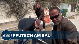 TERMINATOR ALS STRAßENHELD: Arnold Schwarzenegger füllt fälschlicherweise vermeintliches Schlagloch