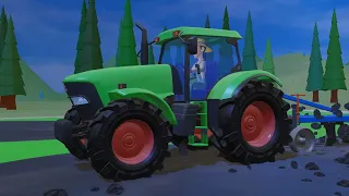 Farm Tractor  for Kids - Tractor got stuck in the Mud - Adventures of Tractors on the Animated Farm