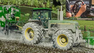 INSANE DIRTY John Deere 4955 because of spreading lime | FS 22 Thrustmaster T248 gameplay