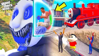 Franklin Enter Blue Evil Thomas Train's Head To Control Blue Evil Thomas Train Brain in GTA 5!