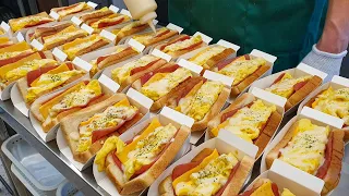 $1 egg toast, $1.5 ham & cheese toast - Korean street food - Korean street food