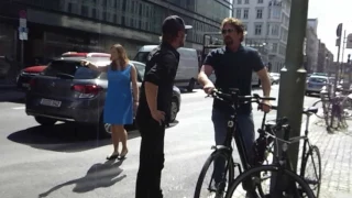 Gerard Butler cycling in Berlin, Germany 6th of July 2017