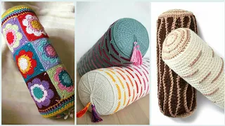 Trendy Designer multicolour Crochet bolster pillow cover / Decorative Pillow Cover ideas