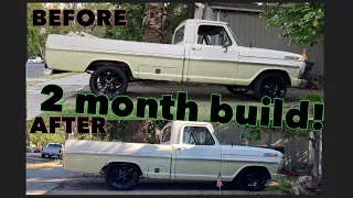 Patina F100 before and after short bed conversion.. 2 month build