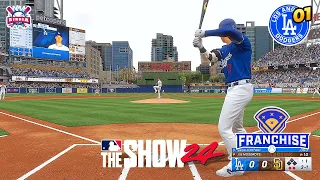 MLB The Show 24 Los Angeles Dodgers vs Padres | DEBUT of Ohtani and Yamamoto - Franchise Mode #1 PS5