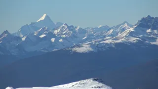 Mount Robson in 4K UHD footage on clear rare blue sky day with incredible visibility, clearest ever!