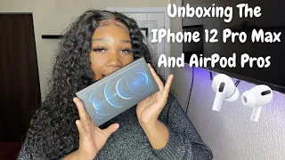 iPhone 12 Pro Max And AirPod Pros Unboxing + Accessories