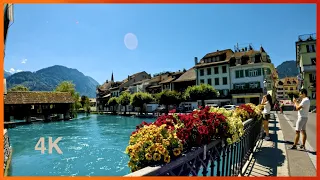 4K  |  Walking in Interlaken Switzerland Alongside River |  Sunny Day  |  City Ambience  |  ASMR