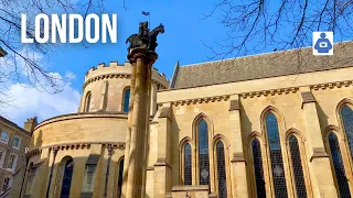 London 🇬🇧 walking tour | Inside TEMPLE CHURCH, Inner and Middle Temple | London tour (Mar 2022) [4K]