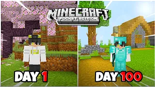 I Survive 100 Days In Minecraft Pocket Edition  (Hindi) | Minecraft  1.20 !! 😱