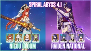 C0 Nilou Bloom & C2 Raiden National | Spiral Abyss 4.1 | Genshin Impact