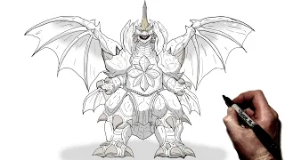 How To Draw Destoroyah (Full Body) | Step By Step | Monsterverse