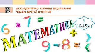 Математика 1 клас НУШ. Досліджуємо таблиці додавання чисел другої п'ятірки (с. 92)