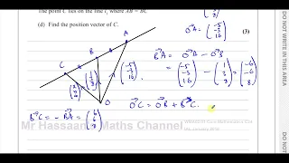 [P3] C34, (IAL), WMA02/01, Jan 2018,  Q7, Vectors, Intersecting, Angle, Geometry