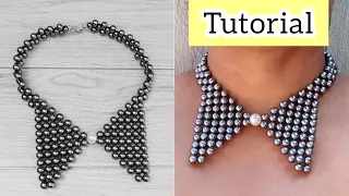 Hermoso collar de perlas tipo corbatin