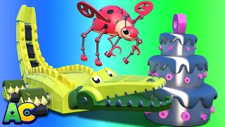 AnimaCars - The ANIMACARS save the CROCODILE's BIRTHDAY!  - Cartoons for kids with trucks & animals