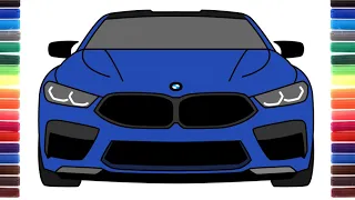 How to draw BMW M8 front view