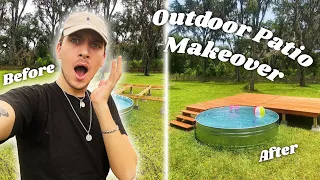 OUTDOOR PATIO MAKEOVER | Building a Deck for my Stock Tank Pool