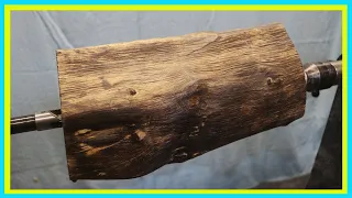 African Blackwood log to a beautiful shiny piece