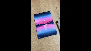 Evening Moonlight Acrylic Painting Tutorial | Easy Acrylic Painting Tutorial For Beginners #shorts