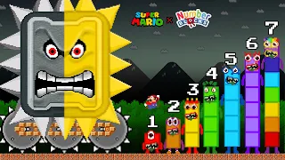 Mario's Mega Thwomp Silver x Gold Escape vs Numberblocks Zombie Calamity | Game Animation