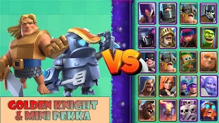 *Golden knight + mini pekka* vs all clash royale cards ( 2x all cards )| CLASH ROYALE TEAM UP BATTLE