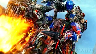 Optimus Prime cavalga um T-Rex de metal | Transformers: A Era da Extinção | Clipe