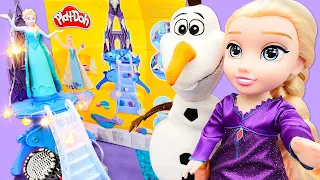 Çocuk oyunları. Karlar Ülkesi Olaf,  prenses Elsa için Play doh oyun seti açıyor