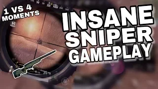 Insane Sniper Gameplay || Best 1 VS 4 Moments || Solo vs squads Pubg mobile