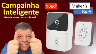 Campainha Inteligente com câmera Wi-Fi padrão Tuya:  Atenda pelo smartfone